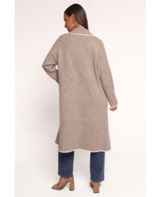 Women's Katia Contrast Trim Coatigan - Beige S/M