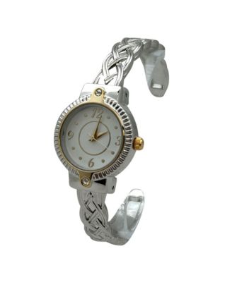 Bright Metallic Elegant Cuff Women Watch, Two Tone