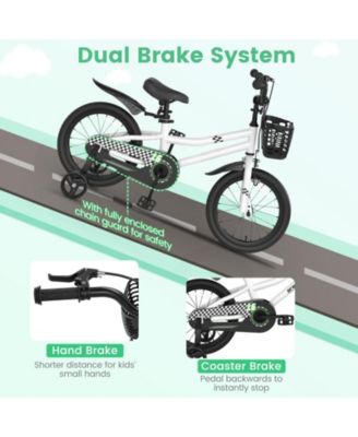 16 Inch Kids Bike with Removable Training Wheels and Adjustable Seat, Black/White