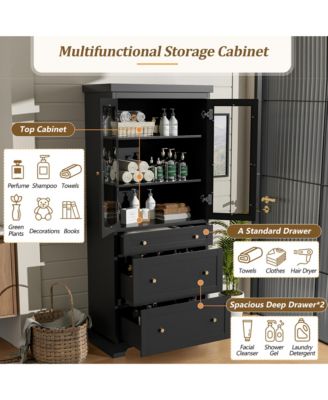 70inch Modern High Freestanding Tall Bathroom Cabinet for Bathroom Living Room Kitchen Storage