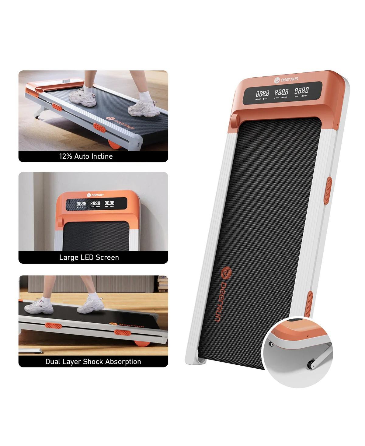 DeerRun Z10 12% Auto Incline Smart Walking Pad Treadmill with remote control-Orange