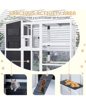 Large 4 Tiers Catio Outdoor Cat Enclosure with Weatherproof Roof