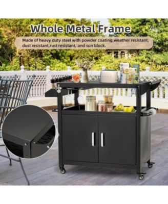 Outdoor Grill Table, 3-Tier Pizza Oven Stand Stainless Steel BBQ Prep Table