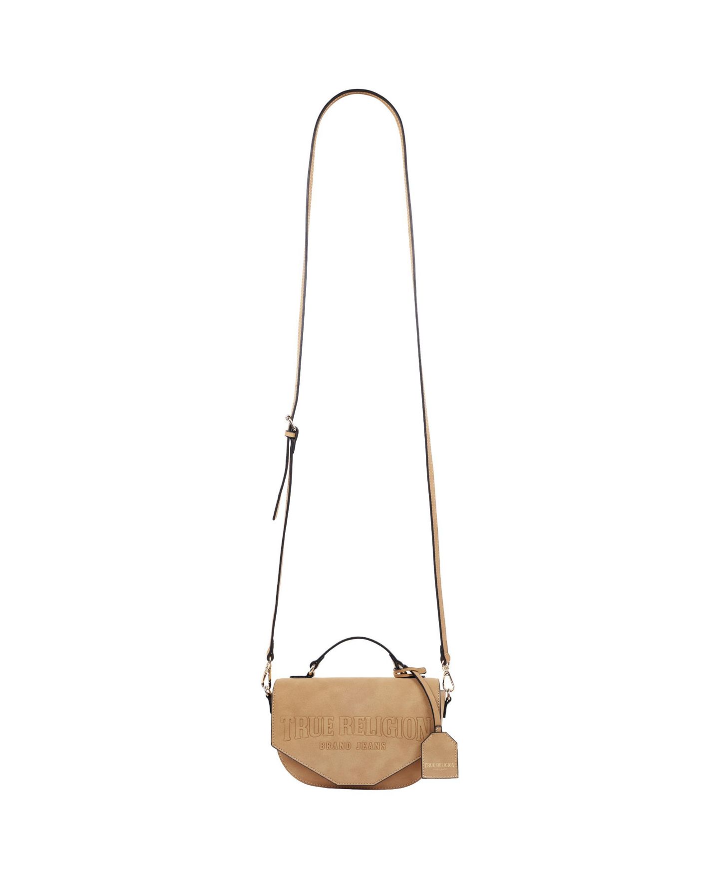 Женская сумка True Religion Trapunto Logo Suede Flap Crossbody, цвет: Верблюжий — фото 4