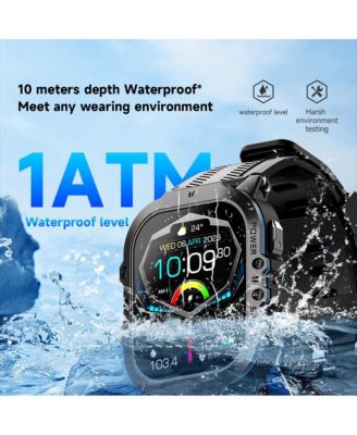 1.96'' AMOLED HD Large Screen Smart Watch For Men With Movement Call, Heart rate Blood oxygen Blood pressure monitoring, 1ATM -Blue line