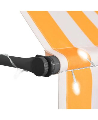 Retractable Awning White and orange Polyester with PU coating Large