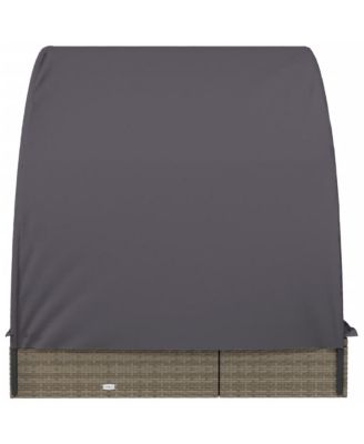 Sunbed Gray PE Rattan Two-Person Size Adjustable Armrests