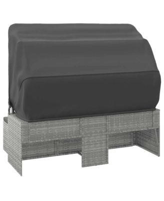 3-Seater Garden Sofa Grey PE Rattan 3 Seater Foldable