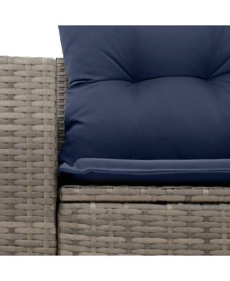 Patio Sofa with Cushions 2-Seater Gray Poly Rattan
