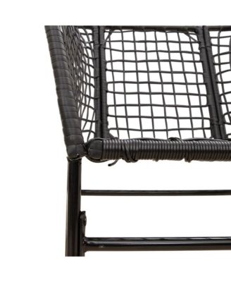 Garden Chair Black PE Rattan, Powder-Coated Steel Durable