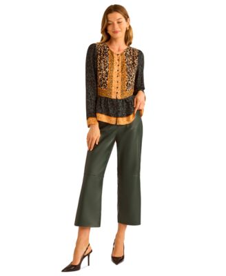 Women's Crewneck Button-Down Top