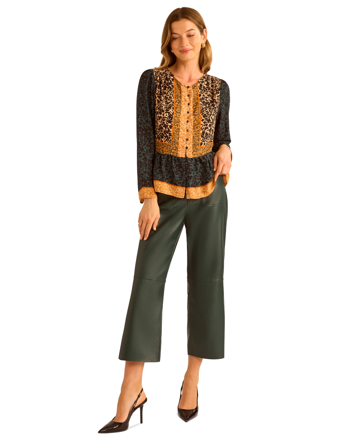 Vince Camuto Women's Crewneck Button-Down Top