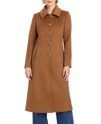 Women's Single-Breasted Maxi Coat W/ Detachable Faux Fur