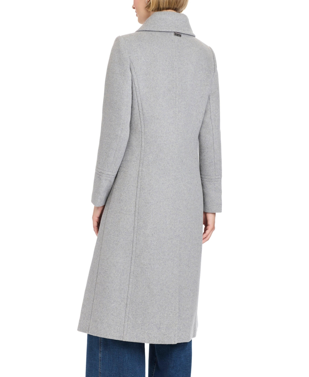 Vince Camuto Wool Blend Coat With Removable Faux Fur Collar And Cuffs In Gray