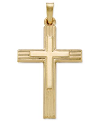 New top 2 Tone 14k Gold Cross with Heart Charm Pendant