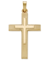 Two Tone Cross Charm Pendant in 14k Yellow and White Gold - Yellow Gold