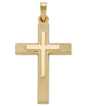 image of Two Tone Crucifix Charm Pendant in 14k Yellow and White Gold