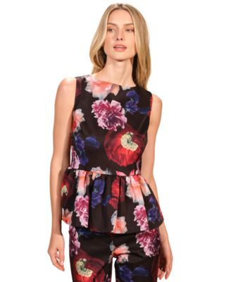 Women's Satin Peplum Sleeveless Top