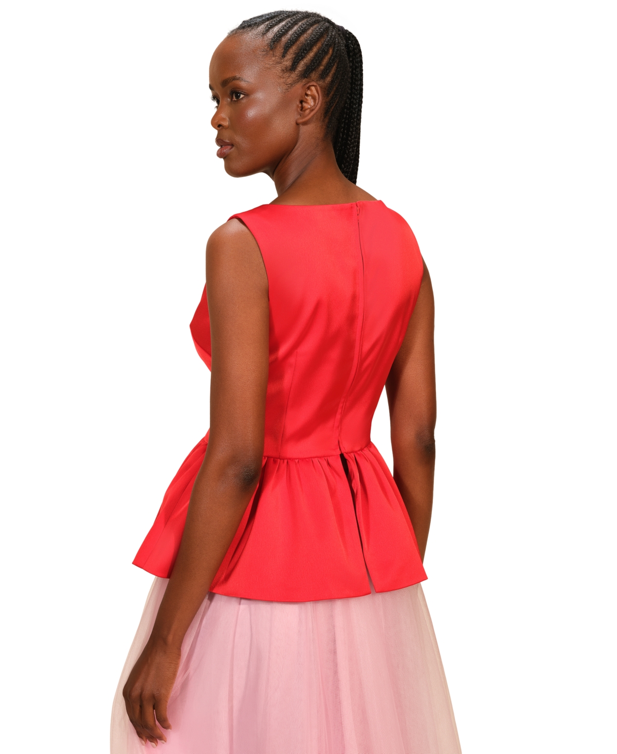 Isaac Mizrahi Women's Satin Peplum Sleeveless Top In Red