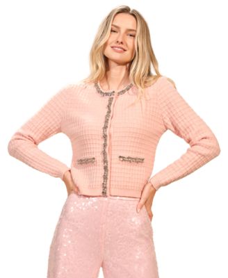 Isaac Mizrahi - Women's Long Sleeve Crystal Cardigan Sweater