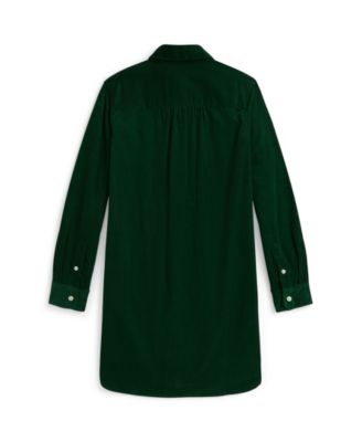 Girls' 7-16 Pintucked Long Sleeves Corduroy Dress