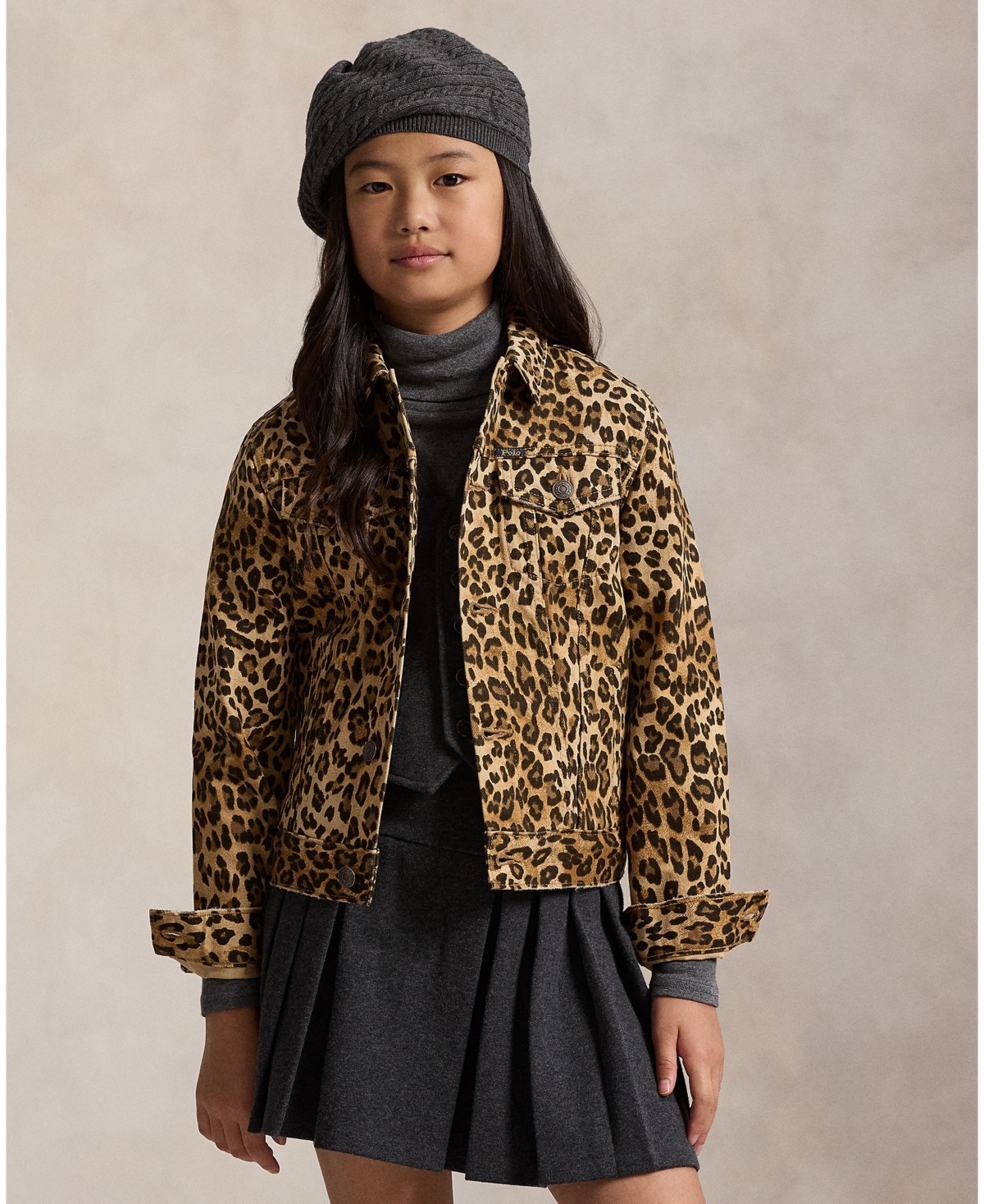 Polo Ralph Lauren Girls 7-16 Leopard-Print Trucker Jacket