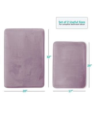 2 Piece Ultra Soft Non-Slip Plush Memory Foam Bath Rug Set - Small & Large