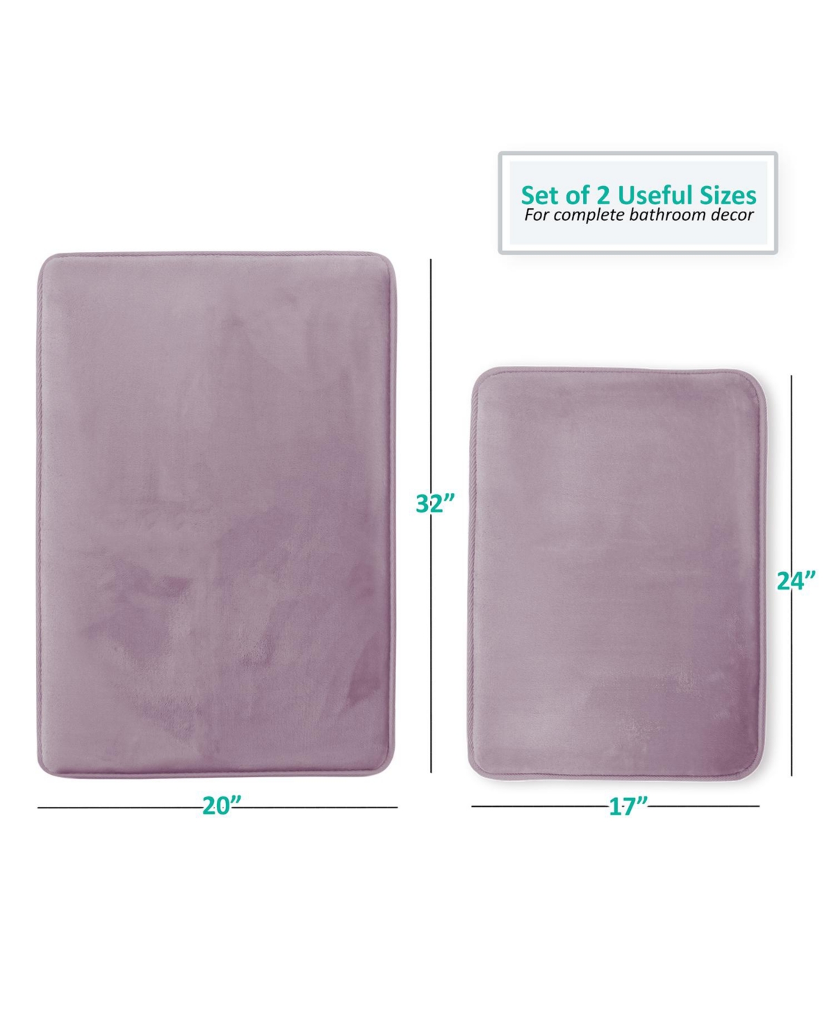 Clara Clark 2 Piece Ultra Soft Non-Slip Plush Memory Foam Bath Rug Set - Small & Large