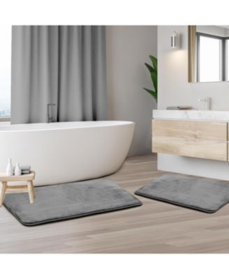 2 Piece Ultra Soft Non-Slip Plush Memory Foam Bath Rug Set - Small & Large