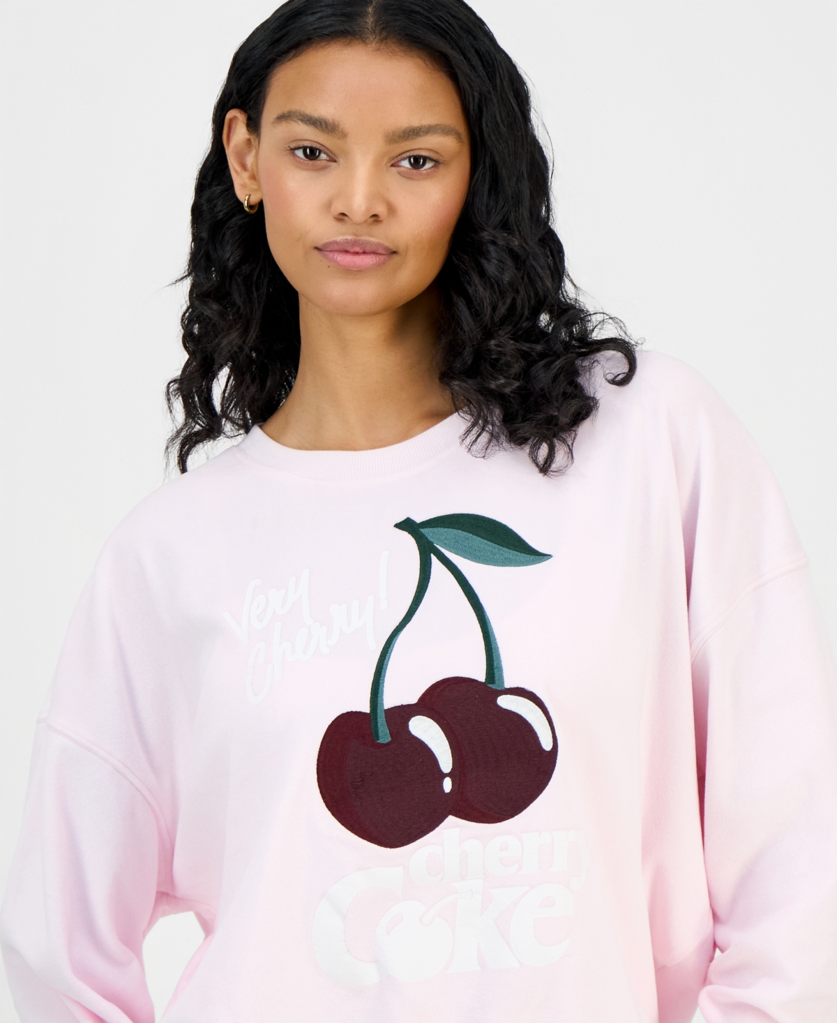 Grayson Threads, The Label Women's Embroidered Cherries Sweatshirt In Pink