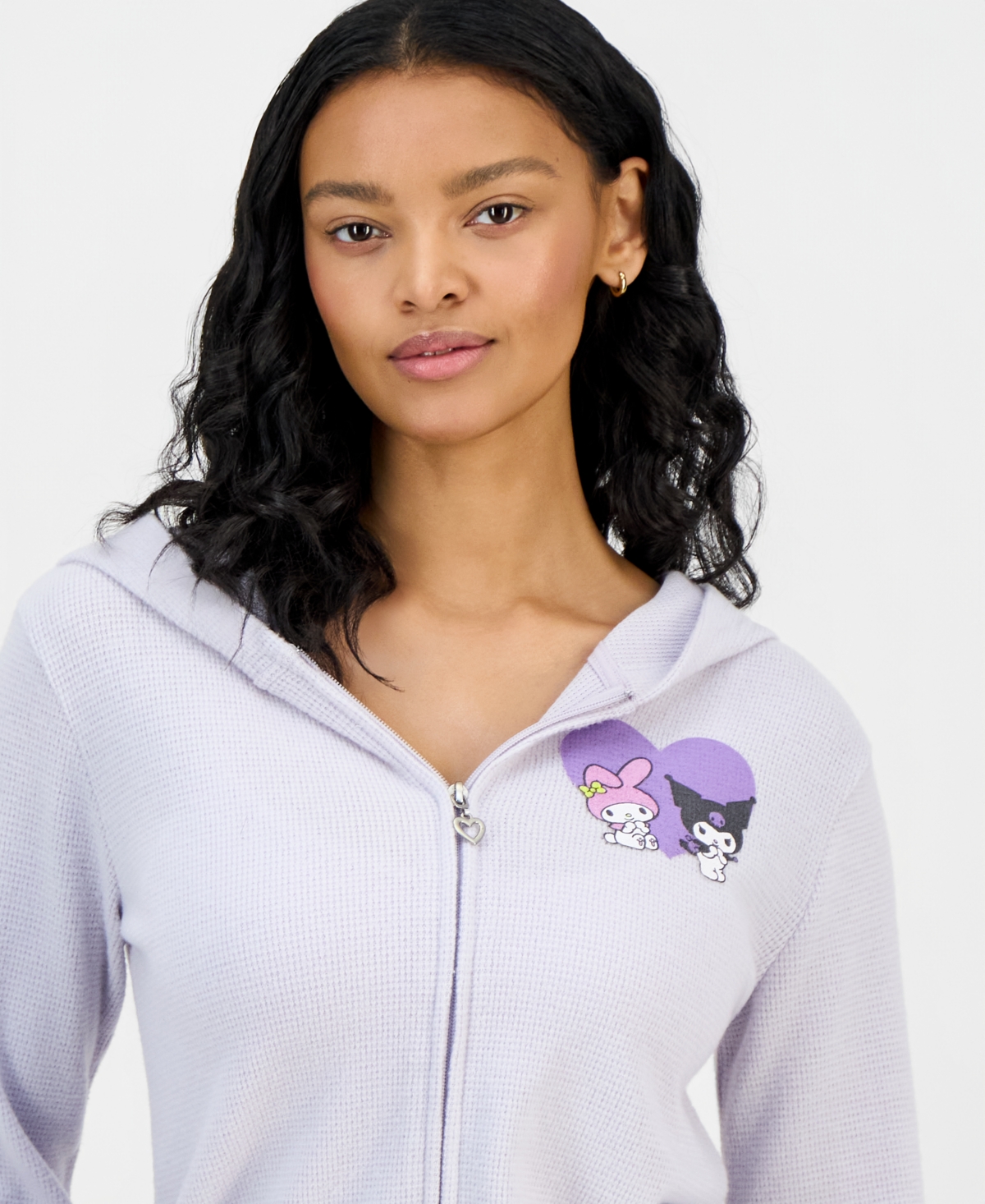 Grayson Threads, The Label Juniors' Kuromi Thermal Hoodie In Purple