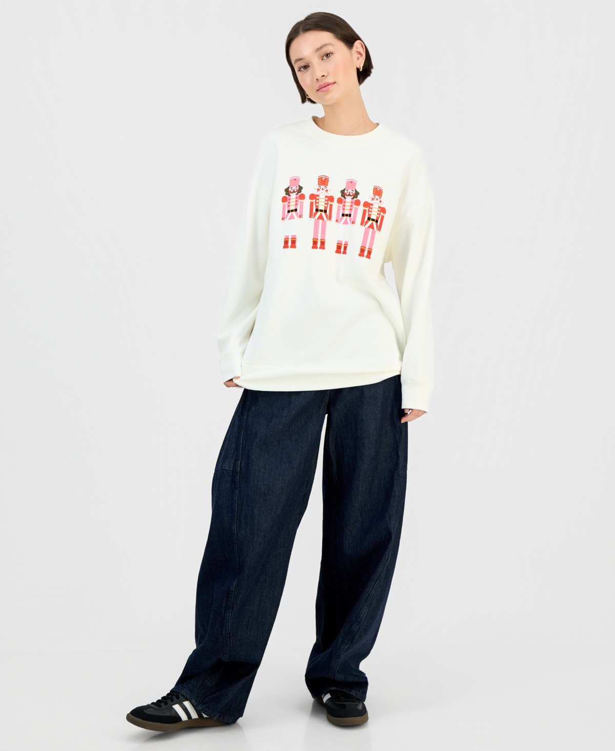 Rebellious One Juniors' Nutcracker Fleece Sweatshirt In Animal Print
