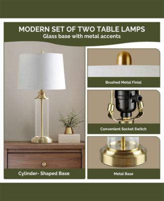 Clarity Glass Cylinder Table Lamp Set of 2
