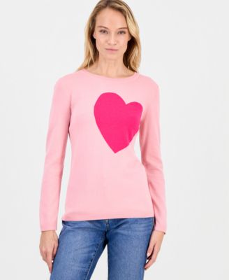 Women's Cotton Embroidered-Heart Sweater