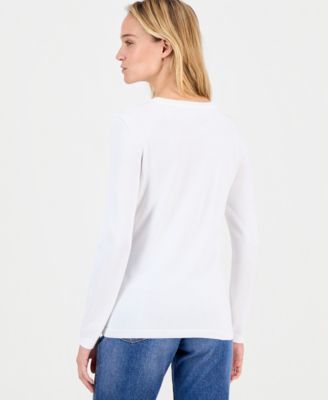 Women's Cotton Embroidered-Heart Sweater