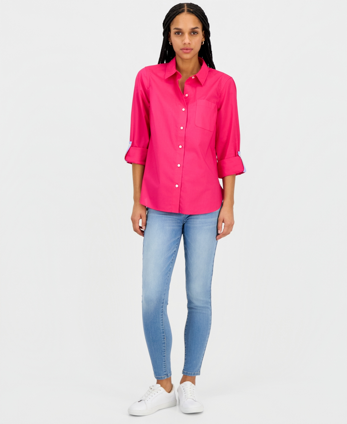 Nautica Jeans Women's Roll-Tab Button-Front Shirt