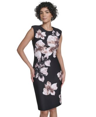 Women's Crew Neck Printed Sheath Dress
