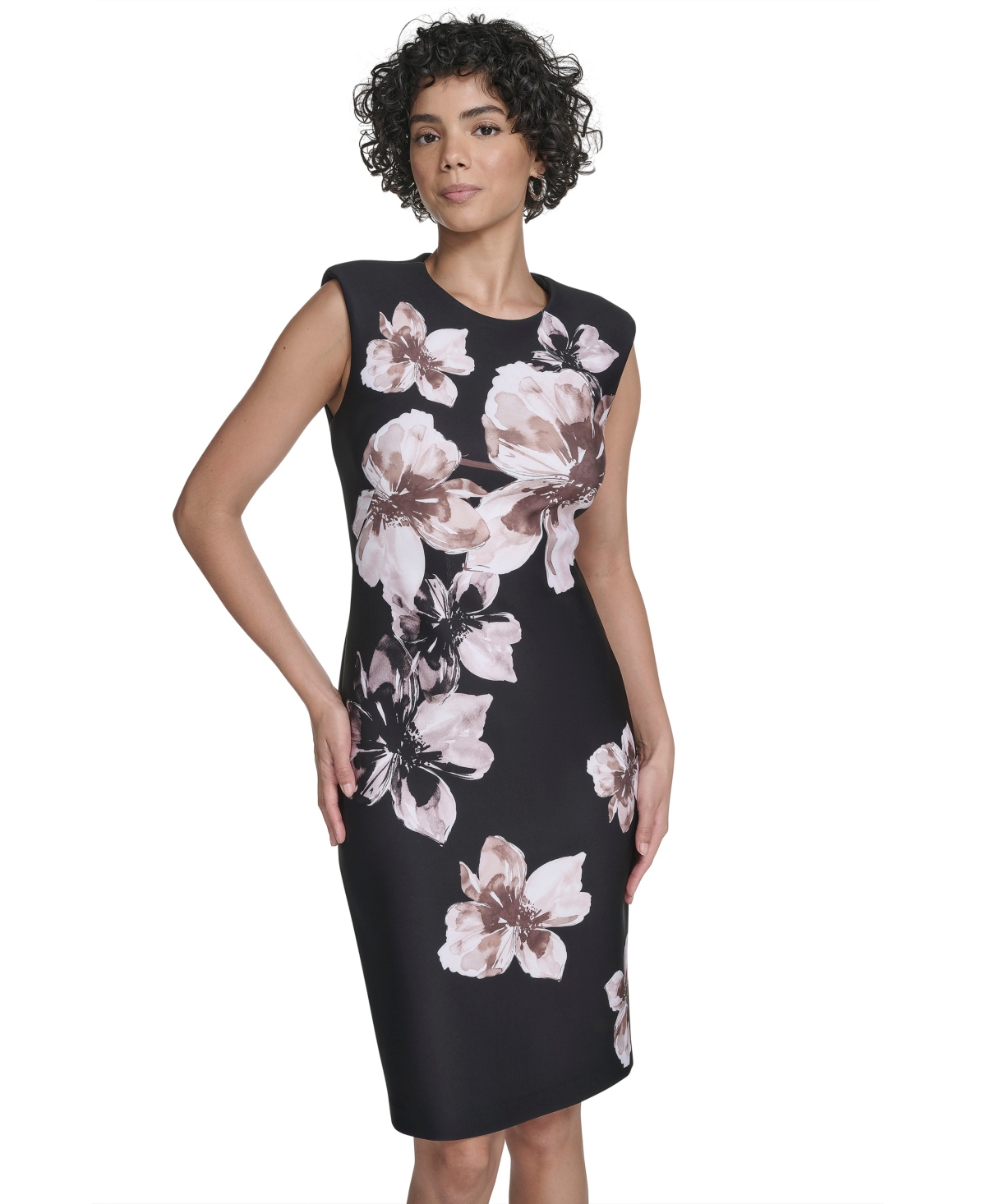 Calvin Klein Women's Crew Neck Printed Sheath Dress