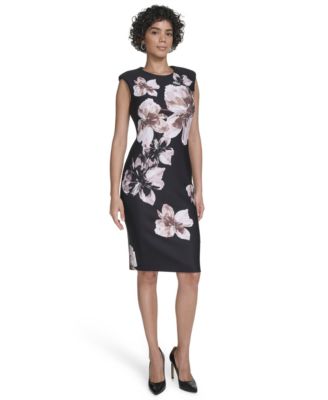 Calvin Klein - Women's Crew Neck Printed Sheath Dress