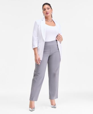 Plus Size Mid-Rise Pull-On Straight-Leg Pants, Created for Macy's 