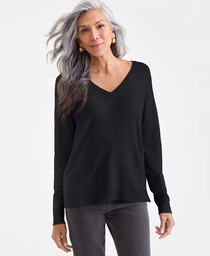 Women's V-Neck Long-Sleeve Sweater - thumbnail 8