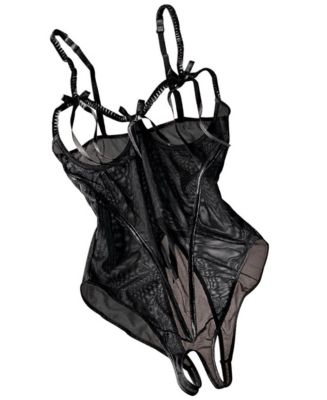 LASCANA Women's Sexy Sheer Open Teddy Lingerie Bodysuit - Macy's