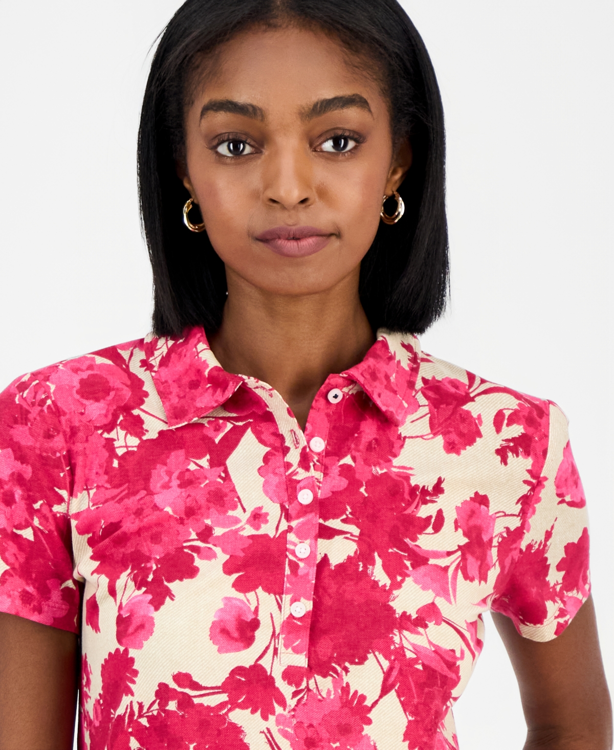 Nautica Jeans Women's Festival Floral Polo Shirt