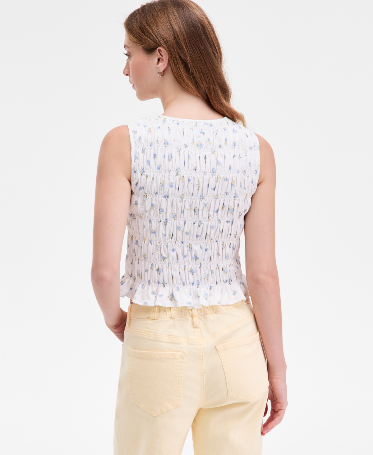 Madden Girl Juniors' Smocked Peplum Hem Top