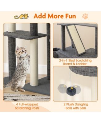 71'' Tall Cat Tree for Indoor Cats Modern Multi-Level Cat Tower Activity Center