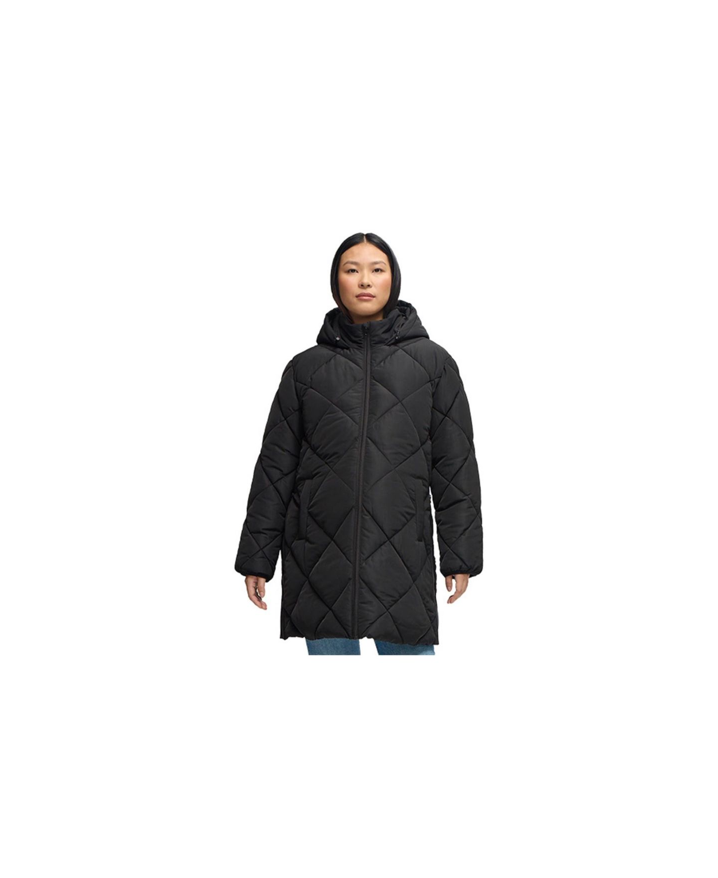 Женские куртки Maternity Ingrid + Isabel Longline Puffer Jacket with Removable Babywearing Cocoon Insert, цвет: Чёрный — фото 1