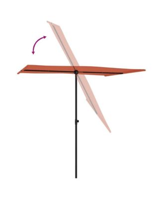 Garden Parasol Terracotta Polyester, Aluminum Medium