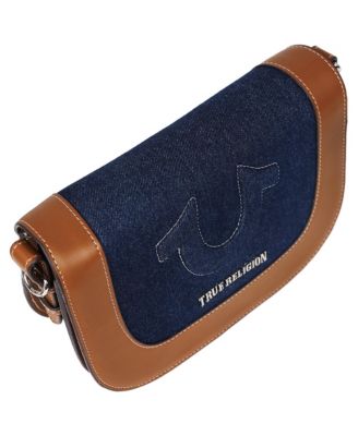 Denim Raised Horseshoe Crossbody Flap