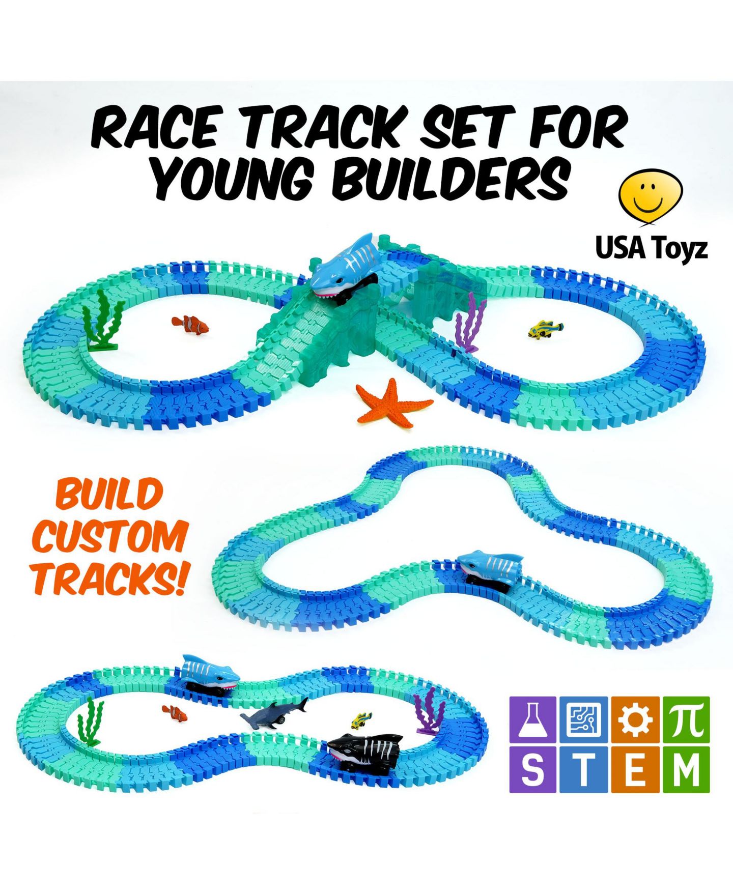 Детские конструкторы USA Toyz Ocean Speedway Track Set 265-Piece Building Set, Ages 3+ — фото 3