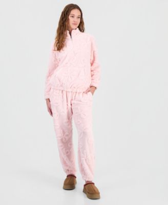 Rebelious One - Juniors' Bow-Embossed Fleece Jogger Pants